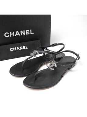 Chanel Sandals 36 Bijuu CC Logo Thong